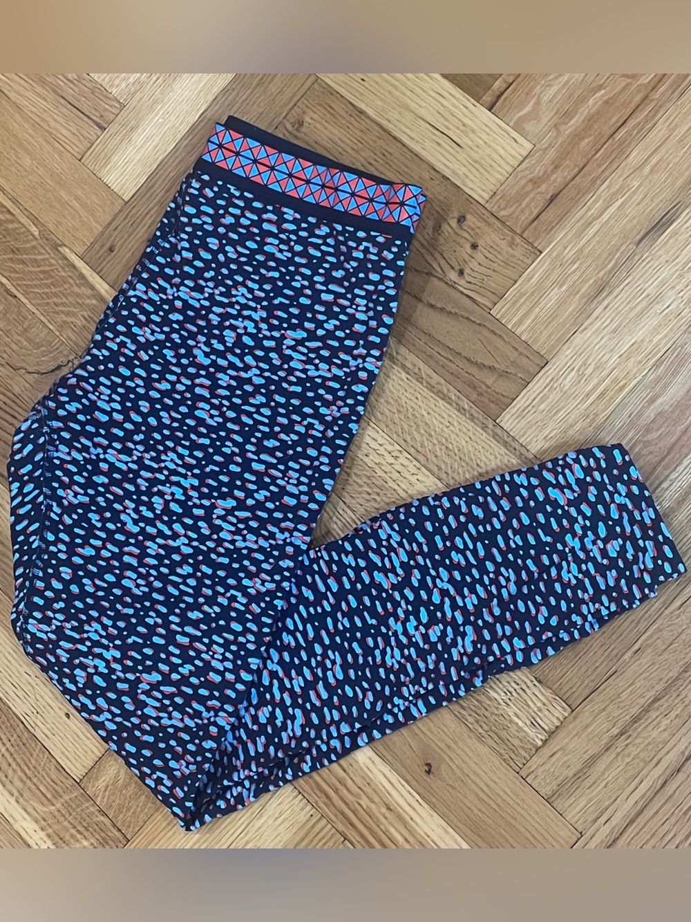 TORY BURCH SPORT~Blue/Red Leopard-Print Leggings